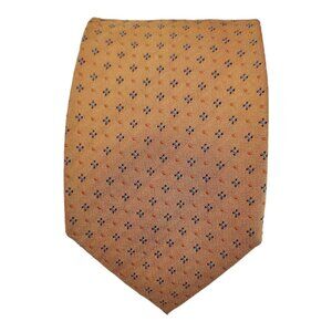 BATTISTONI XL Gold Geometric Floral Silk Tie HANDMADE ITALY 62"/ 3.5" EC